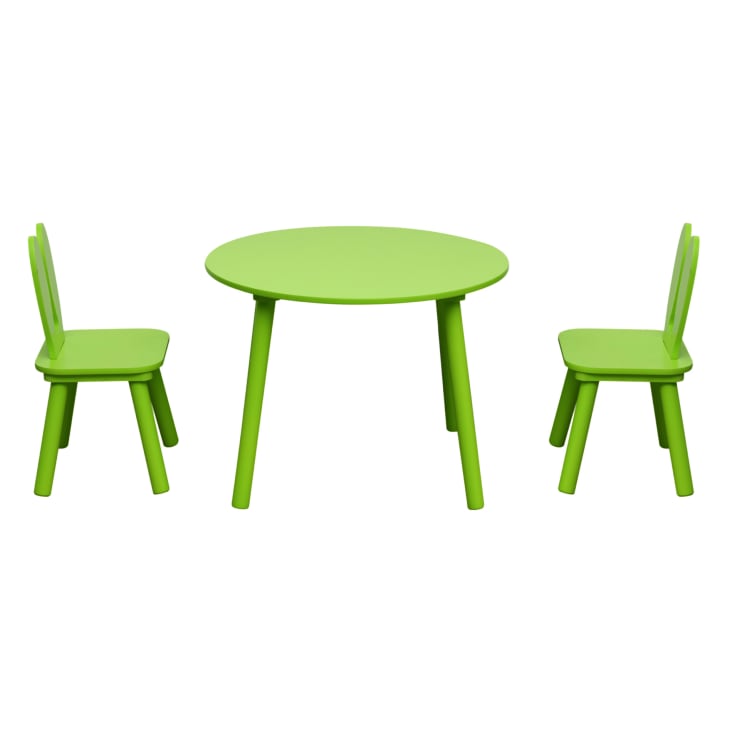Juego con mesa baja y 2 sillas infantiles de MDF verde GIOIA