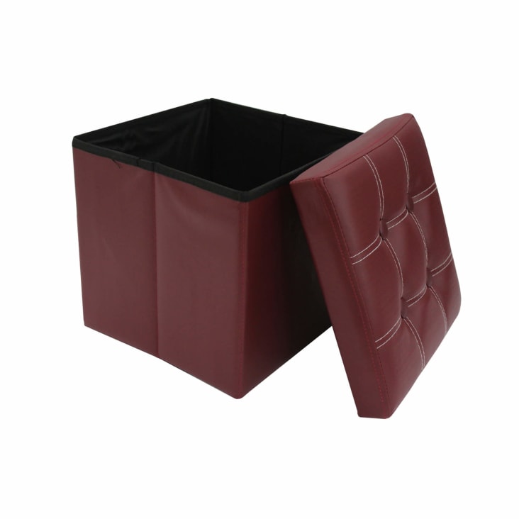 Pouf contenitore cubo 30x30x30 in similpelle bordeaux COLORFUL LIFE