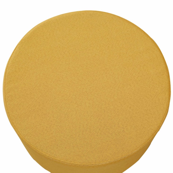 Repose-pieds pouf rembourré 45x45x25 cm en tissu jaune-ENJOYRELAX cropped-2