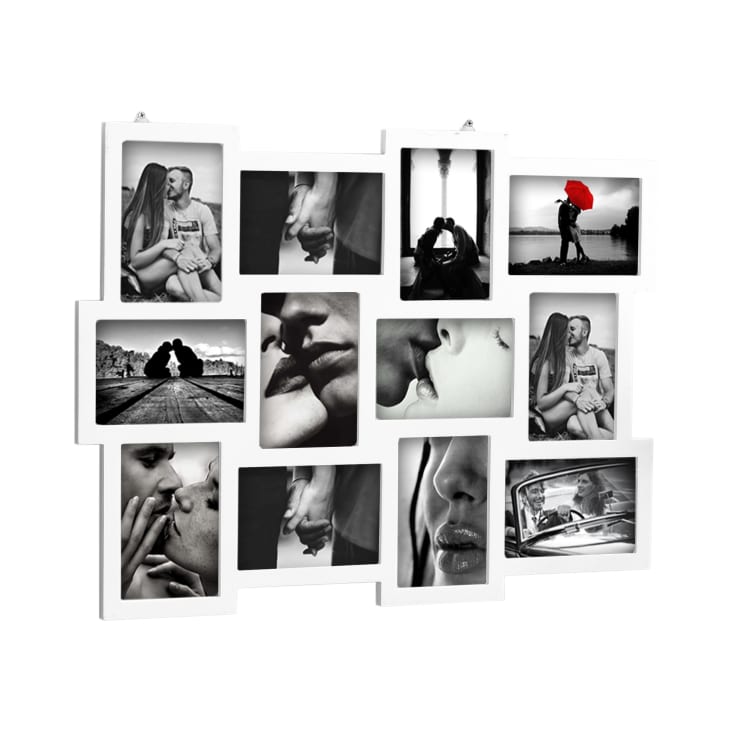 Cornice multipla per 12 foto formato 10x15 in mdf bianca BEST MOMENTS