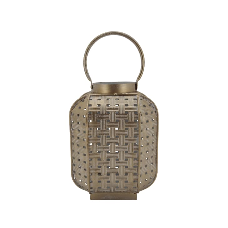 Lanterne bougeoir marocain 16x16x22 cm en métal doré-ETNICO cropped-2