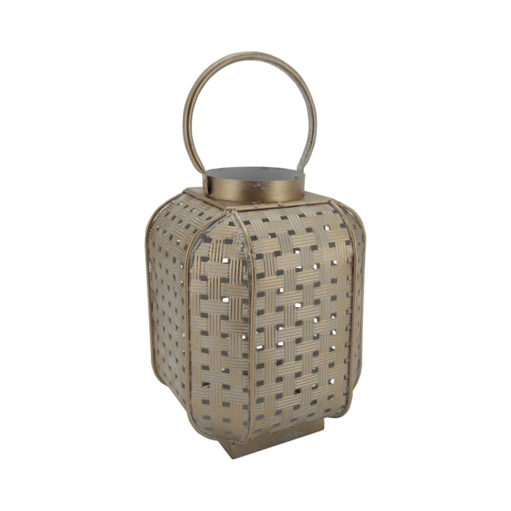 Lanterne bougeoir marocain 16x16x22 cm en métal doré-ETNICO cropped-3