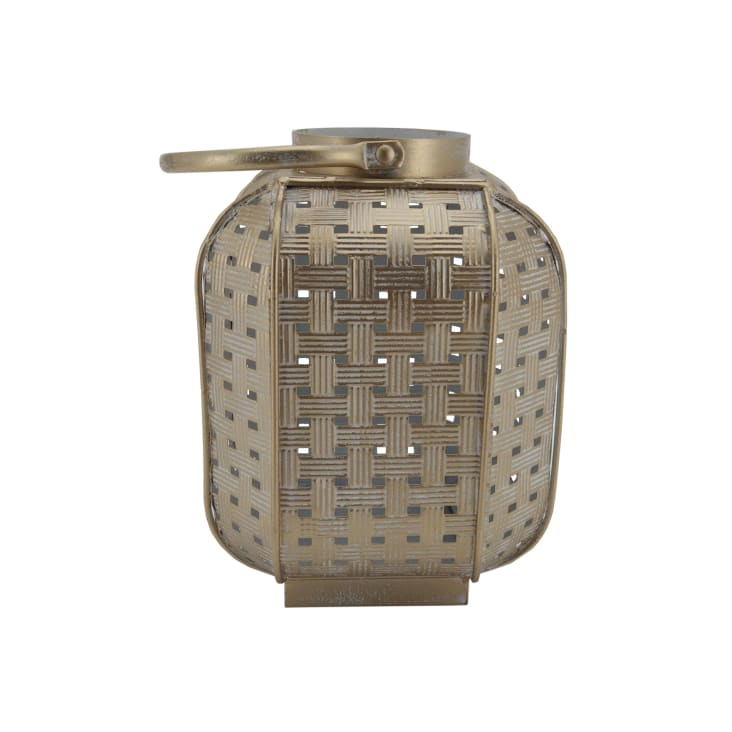 Lanterne bougeoir marocain 16x16x22 cm en métal doré-ETNICO cropped-4