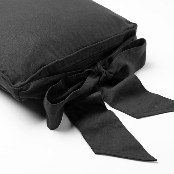 Housse de galette de chaise noir en coton 45x45 cm uni