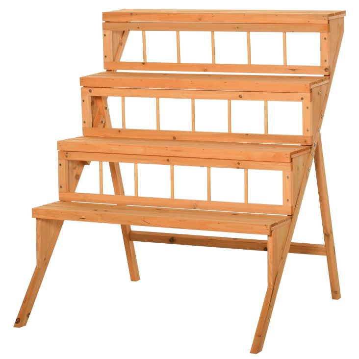 Scaletta portavasi con 4 mensole portapiante in legno legno
