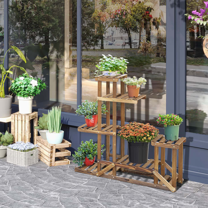 Scaffale porta piante e fiori a 6 livelli per giardino legno