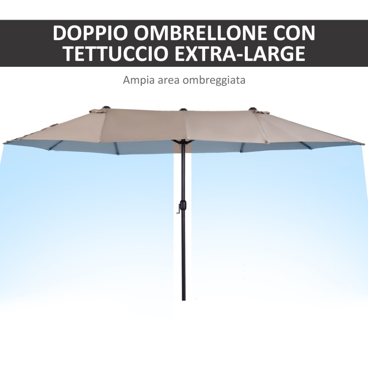 Ombrellone Da Giardino Doppio Tettuccio 426x265cm - Con Manovella, Base Non Inclusa - Foto 8