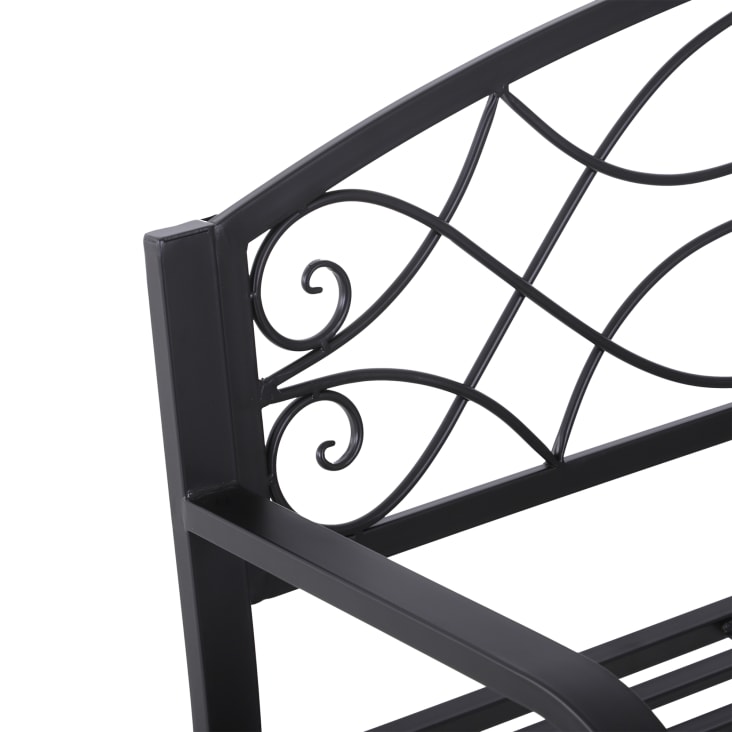 Panchina da giardino design floreale ergonomica metallo nero OUTSUNNY