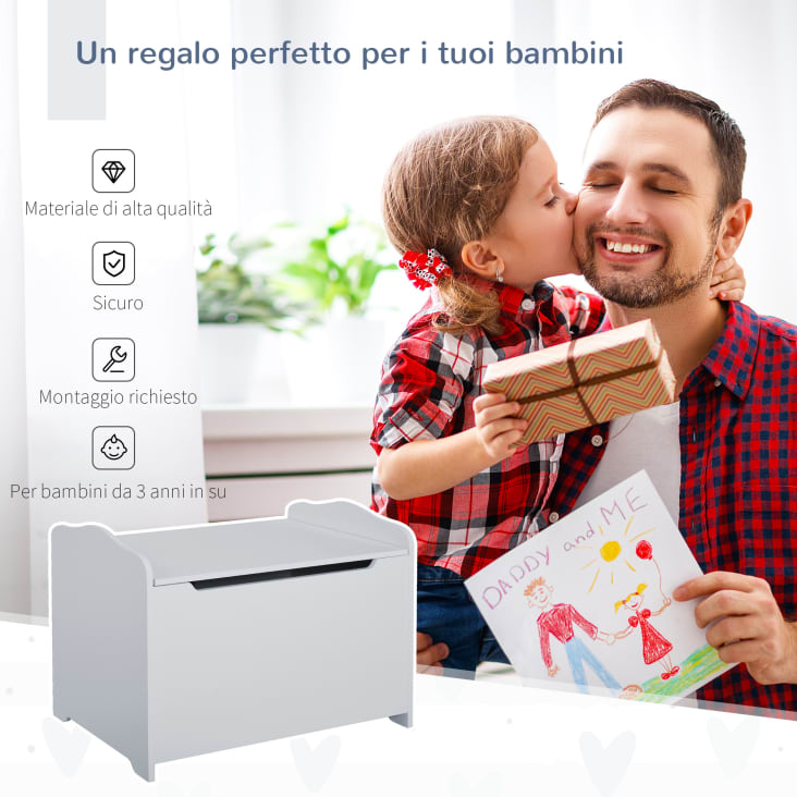 Baule Giocattoli Bambini Cassapanca Portagiochi In Legno Per Bambini - Baule Con Coperchio Soft Close, Design Sicuro Per Cameretta Cassapanca Contenitore Da Esterno - 6