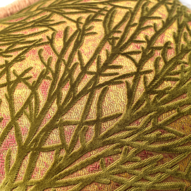 Coussin vert en velours 45x45 cm avec motif fleuri cropped-5