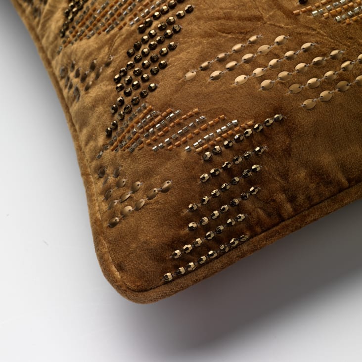 Coussin marron en velours 45x45 cm avec motif cropped-3