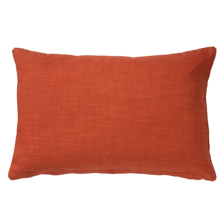 Coussin orange en velours 40x60 cm avec motif rayé cropped-2