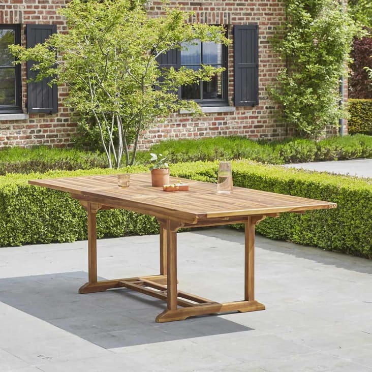 Table de jardin ronde pliante en teck huilé BALI, mobilier de jardin