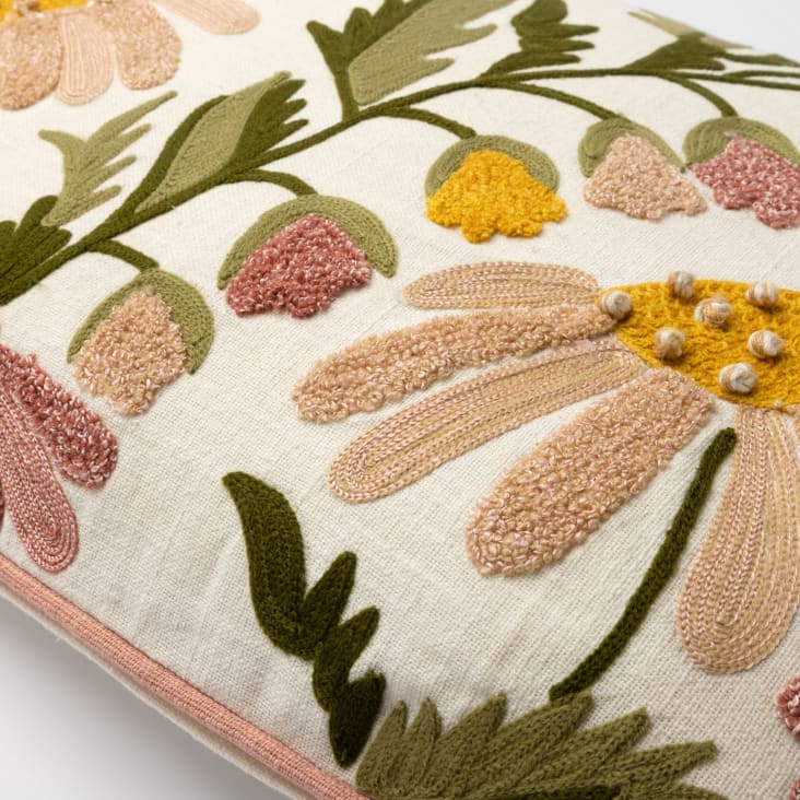 Coussin rose en coton 40x60 cm avec motif fleuri cropped-7