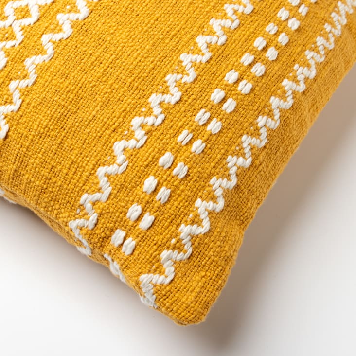 Coussin - jaune en coton 45x45 cm avec motif rayé cropped-2
