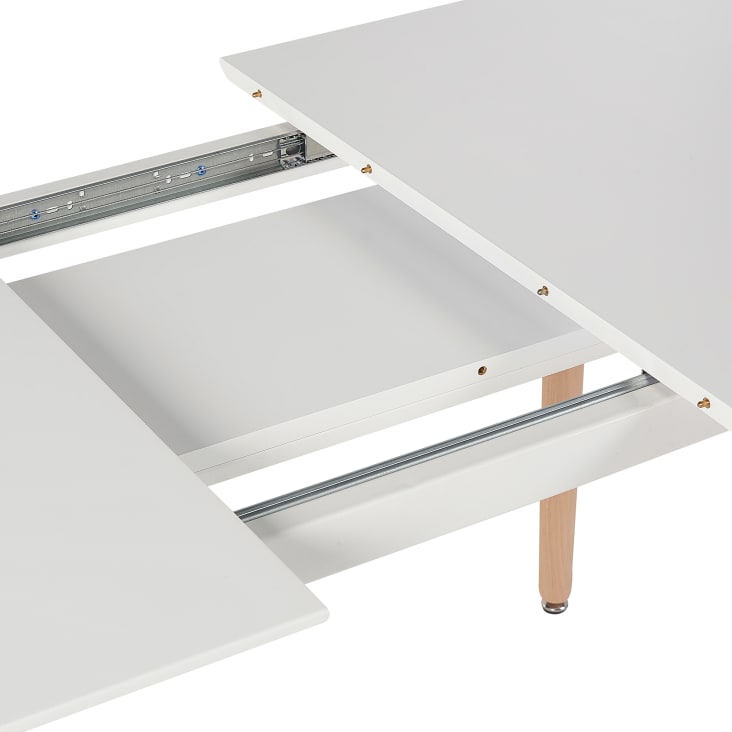Tavolo da pranzo estensibile bianco e legno chiaro 120/150 x 80 cm