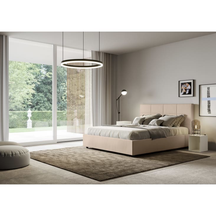 Letto con rete imbottito 160x210 similpelle tortora MIKA