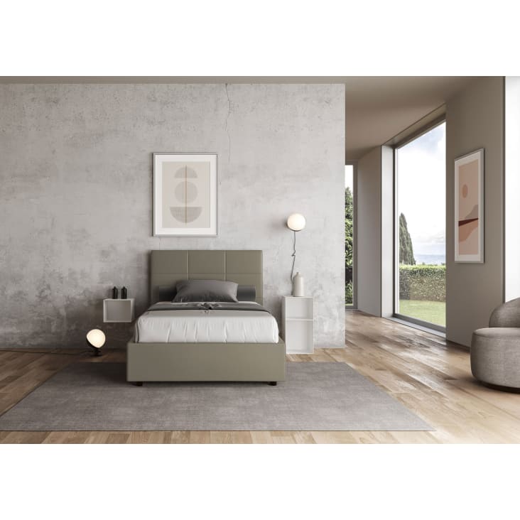 Letto senza rete imbottito 120x200 similpelle cappuccino Goya