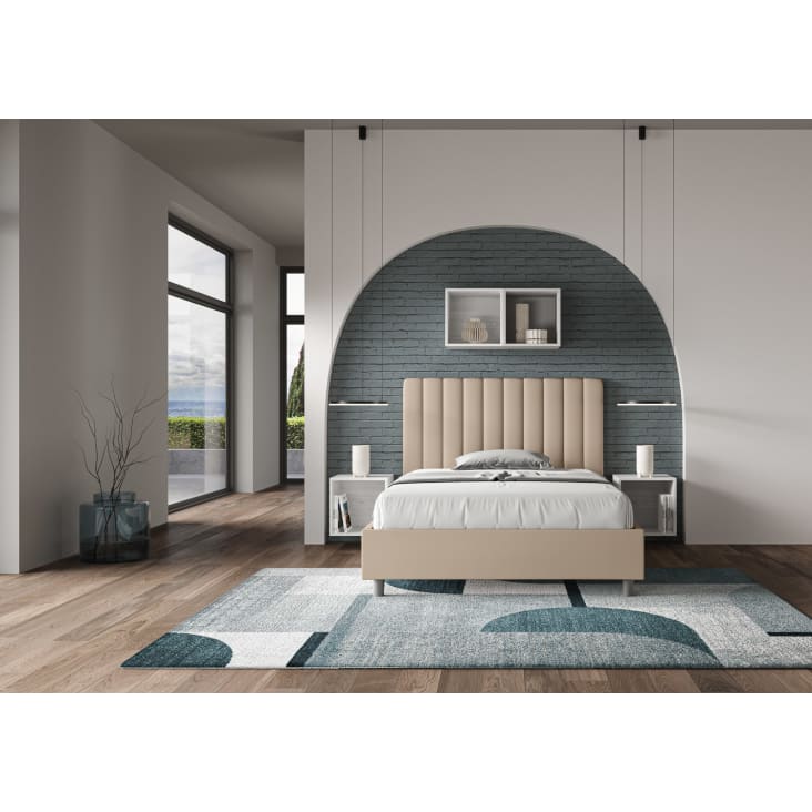 Letto senza rete imbottito 120x210 similpelle tortora AGUEDA