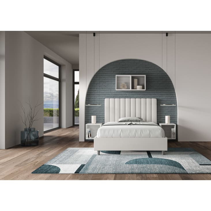 Letto senza rete imbottito 140x190 similpelle bianco AGUEDA