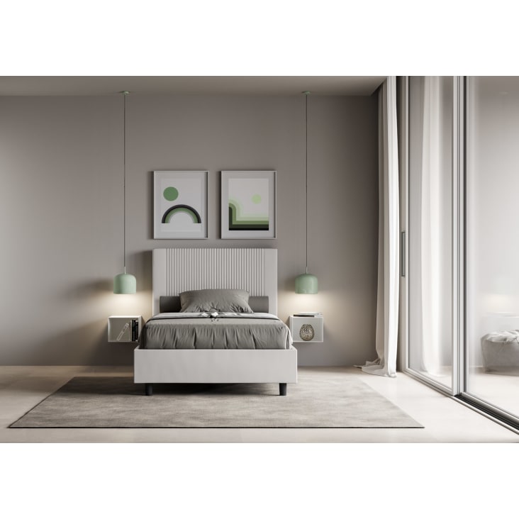 Letto senza rete imbottito 120x190 similpelle bianco GOYA