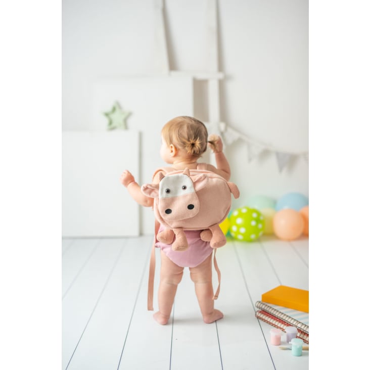 Sac a dos 100 coton vache Lili rose
