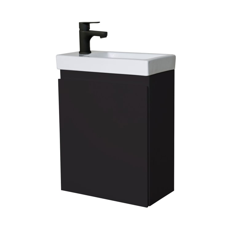 Meuble lave-mains  noir + robinet noir-Lisa cropped-3