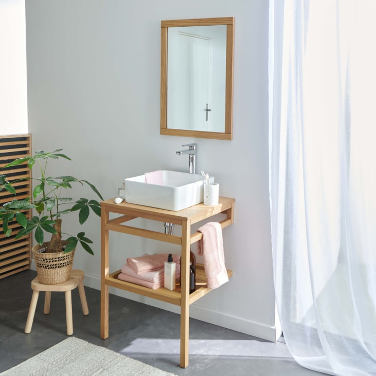 Meuble de salle de bain 60 cm HOPP avec miroir et vasque carrée-Hopp cropped-3