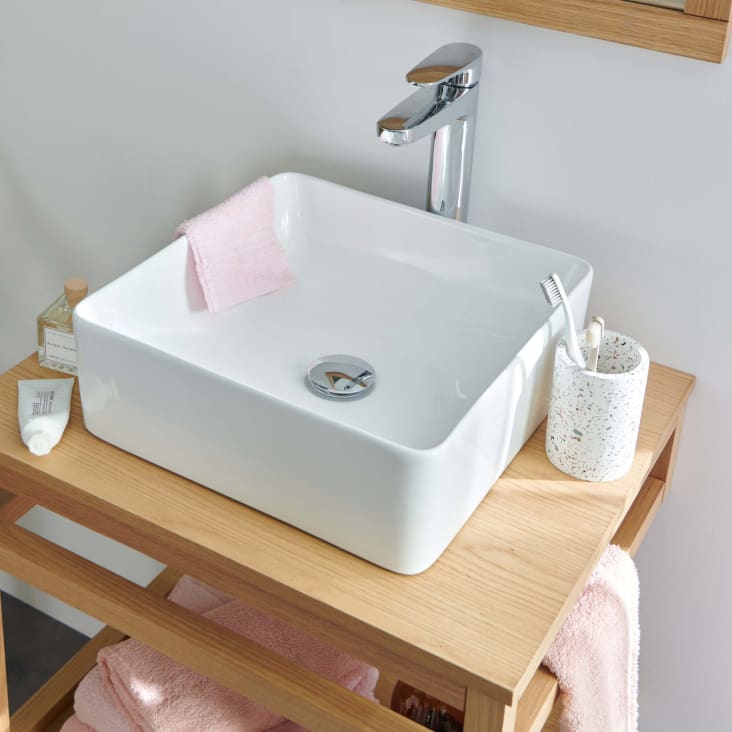 Meuble de salle de bain 60 cm HOPP avec miroir et vasque carrée-Hopp cropped-5