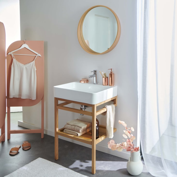 Meuble de salle de bain 60 cm avec miroir rond et vasque-Hopp cropped-3