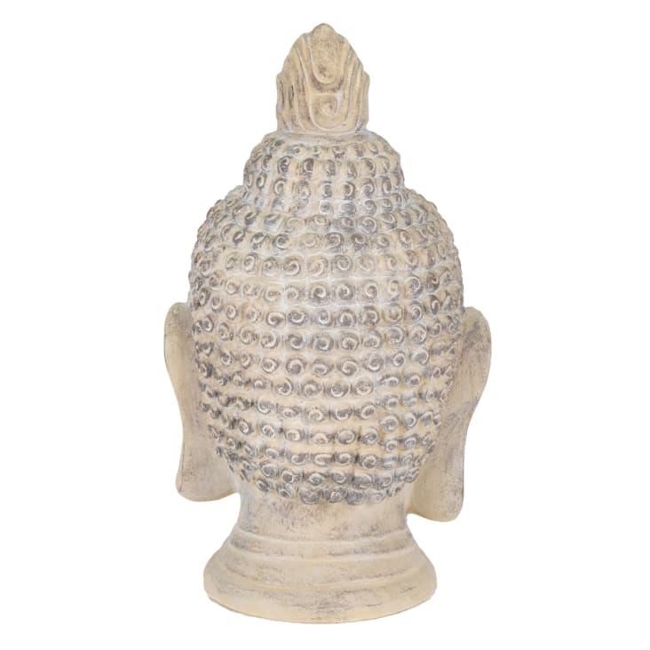 Testa di buddha pietra artificiale beige-grigio 45x39x78 cm cropped-2