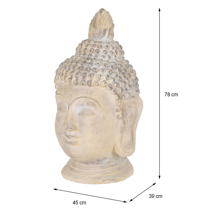Testa di buddha pietra artificiale beige-grigio 45x39x78 cm cropped-3
