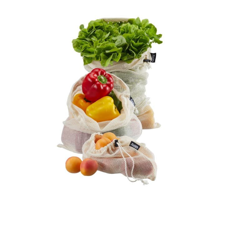 Juego 3 bolsas malla algodón orgánico para comprar frutas y verduras