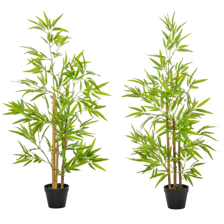 Set 2 piante di bambù artificiali in vaso verde