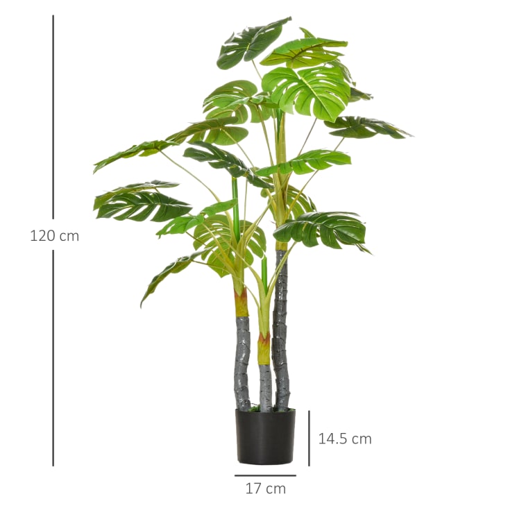 Pianta artificiale di monstera 120 cm con 24 foglie in vaso