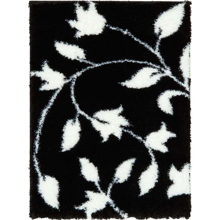 Tappeto shaggy motivo floreale nero - 67x90 cm OSLO