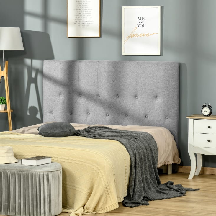 Testiera letto in tessuto per camera da letto grigio