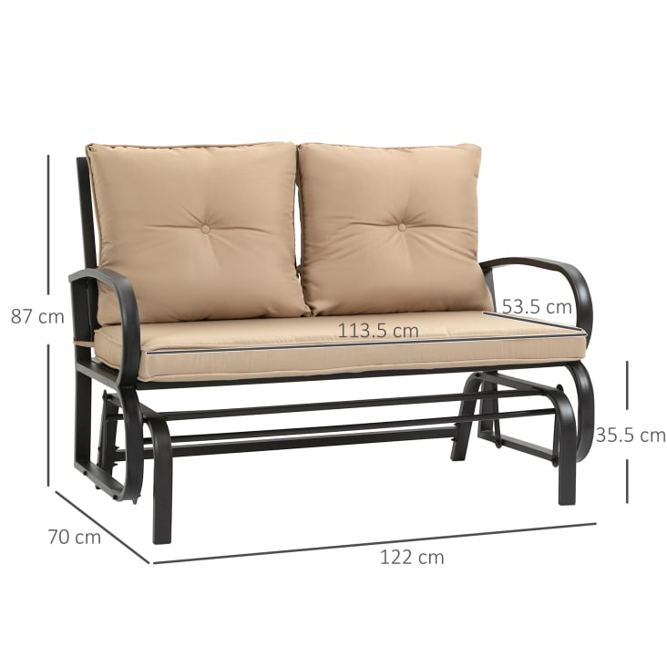 Set Cuscini Per Altalena Outsunny Da 2 Pezzi (130x45x5 Cm) - Imbottitura In Schiuma Ad Alta Densità, Tessuto Poliestere, Con Corde Di Fissaggio, Per Dondolo A 3 Posti