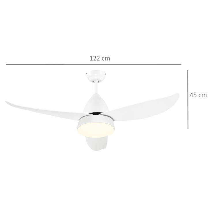 Ventilatore da soffitto 3 lame con luce led in metallo bianco