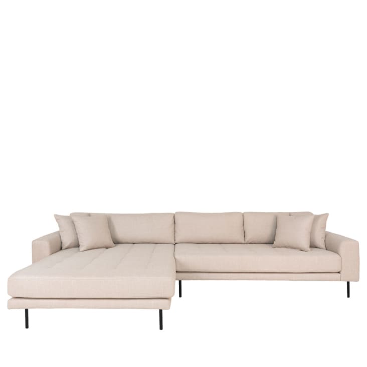 Canapé d'angle gauche en tissu pieds métal 4 places beige-LIDO