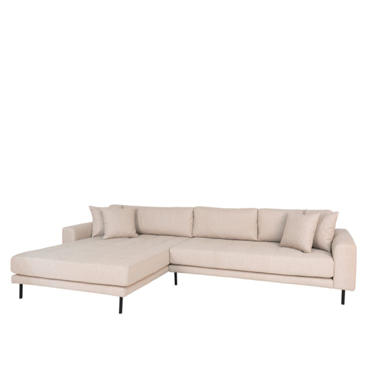 Canapé d'angle gauche en tissu pieds métal 4 places beige-LIDO cropped-3
