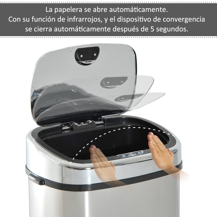 Cubo de basura gris 40.5 x 29.5 x 78 cm