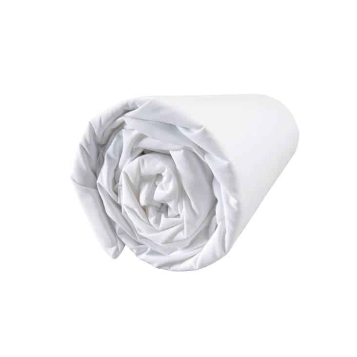 Drap housse en percale de coton  140x190/200cm - Bonnet 30cm Blanc-Simplicité gourmande cropped-2