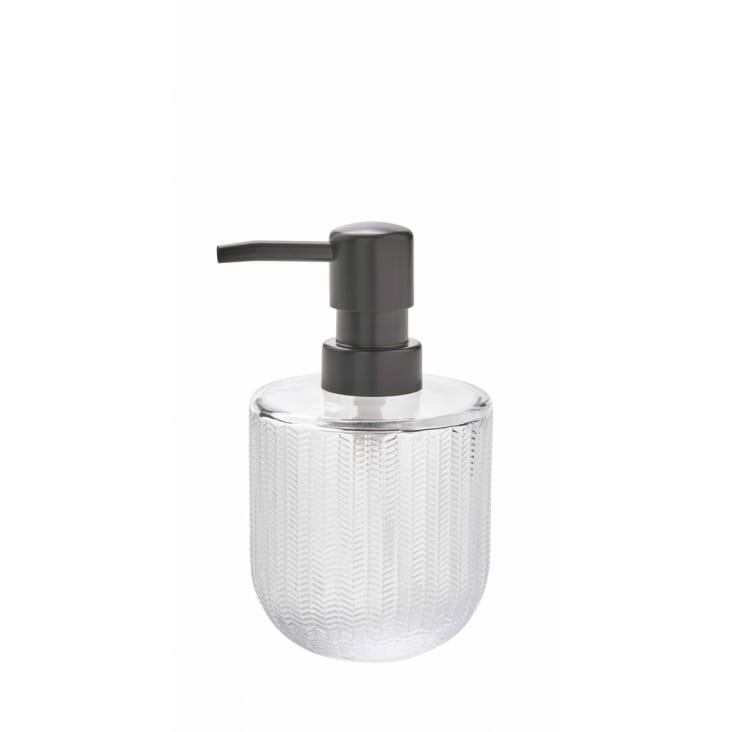 Lot De 3 Distributeurs Savon En Verre Clair 500ml Avec Pompe - Flacons Vintage Gris Pour Salle De Bain Et Cuisine