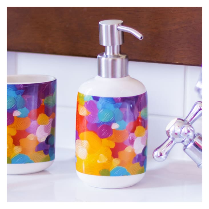 Distributore Doppio Sapone In Porcellana Effetto Sabbia - Design Moderno, 6.7x8.5x18cm, Per Bagno O Cucina