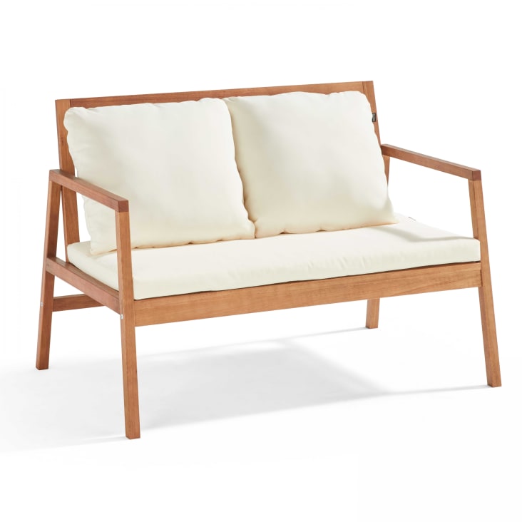 Salon de jardin bois avec 1 canapé, 2 fauteuils et table basse blanc-Collioure cropped-2