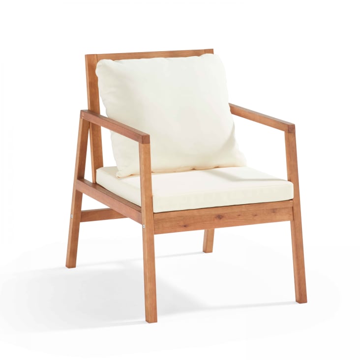 Salon de jardin bois avec 1 canapé, 2 fauteuils et table basse blanc-Collioure cropped-3