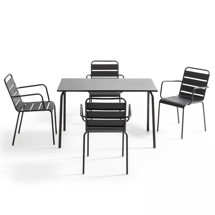 Oviala Palavas Seggiolone Da Giardino In Metallo - Antracite, Impilabile, Resistente Agli UV, Dimensioni 48x48x100 Cm - 2