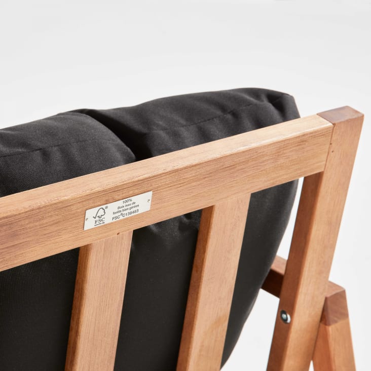 Salon de jardin bois avec 1 canapé, 2 fauteuils et table basse noir-Collioure cropped-6