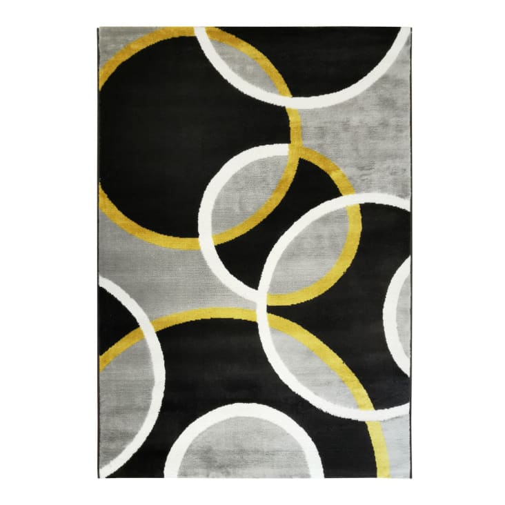 Tapis effet laineux motifs cercles gris 160x230-Undergood